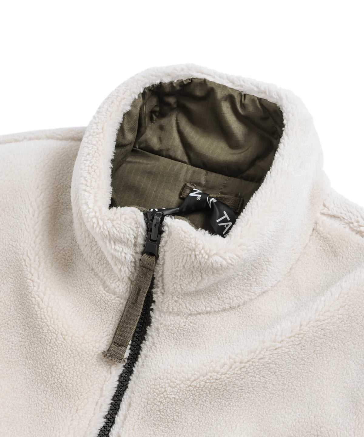 Military Reversible “Hi Neck” Down Vest - D.Olive / Cream