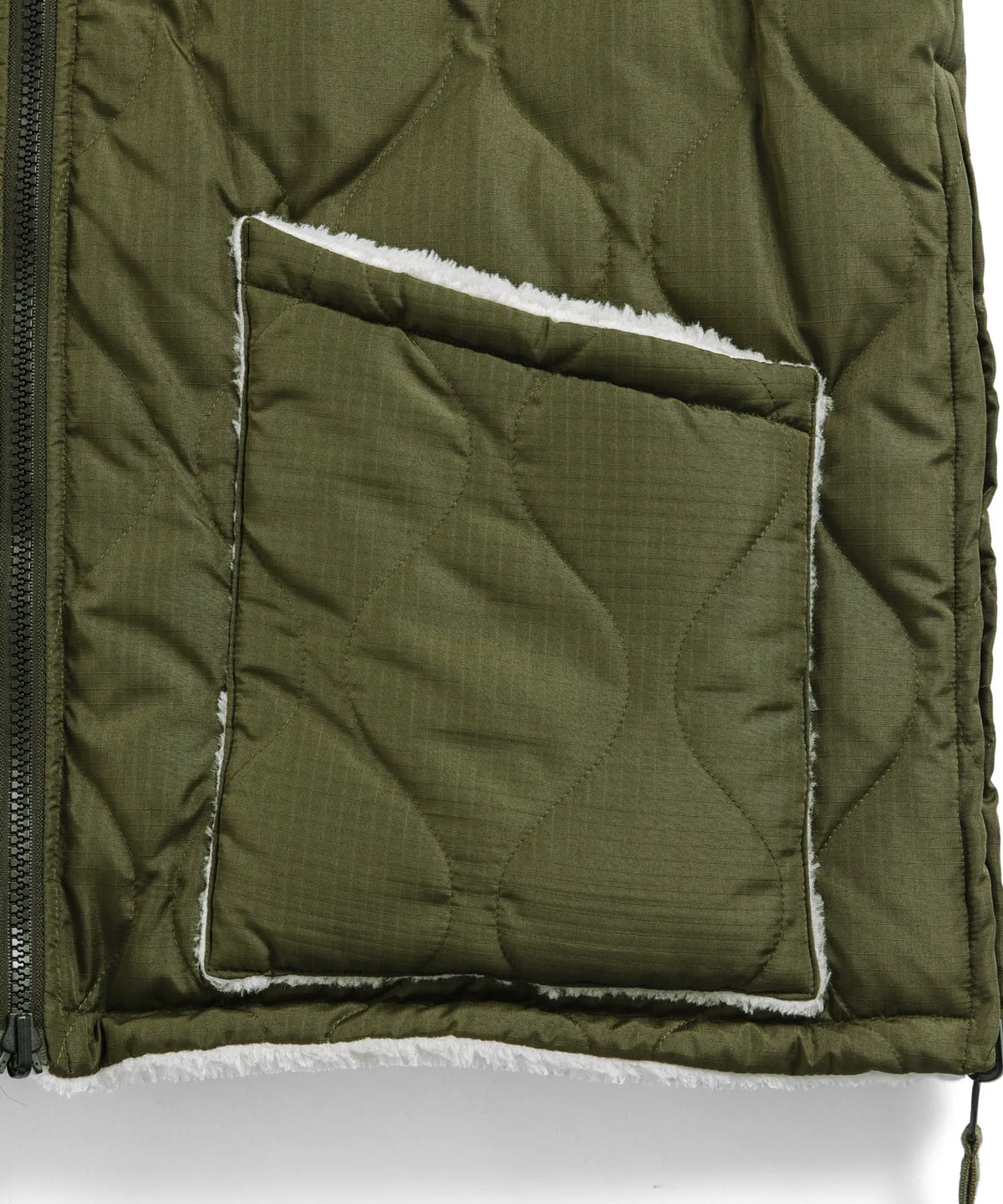 Military Reversible “Hi Neck” Down Vest - D.Olive / Cream