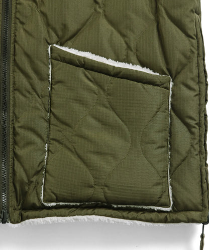 Military Reversible “Hi Neck” Down Vest - D.Olive / Cream