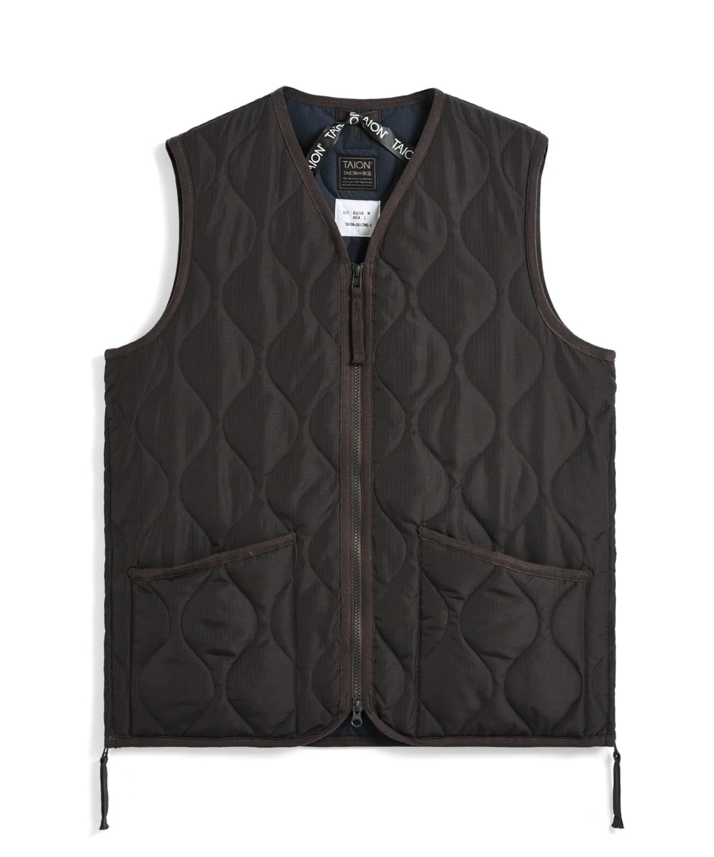 Military V-Zip Neck Down Vest - D.Choco