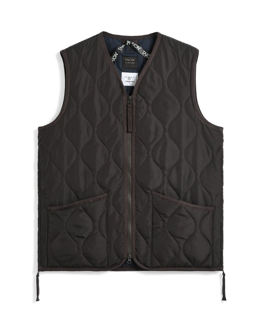 Military V-Zip Neck Down Vest - D.Choco