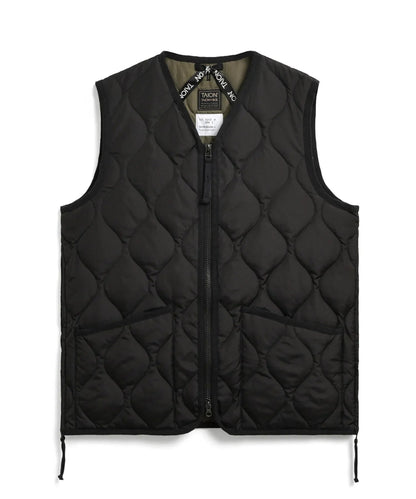 Military W-Zip Neck Down Vest - Black