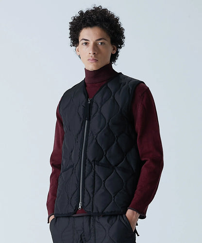 Military W-Zip Neck Down Vest - Black