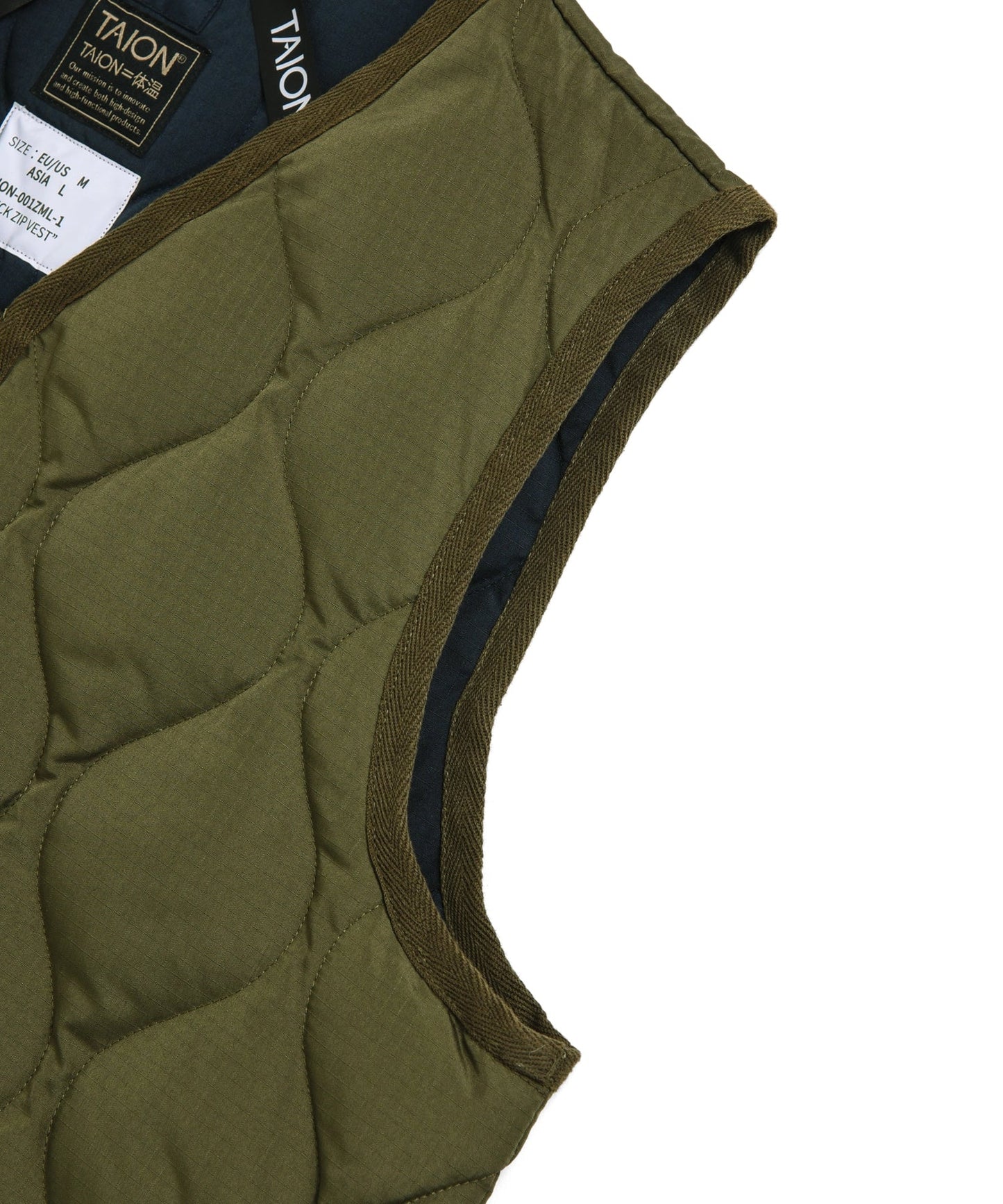Military W-Zip Neck Down Vest - D.Olive