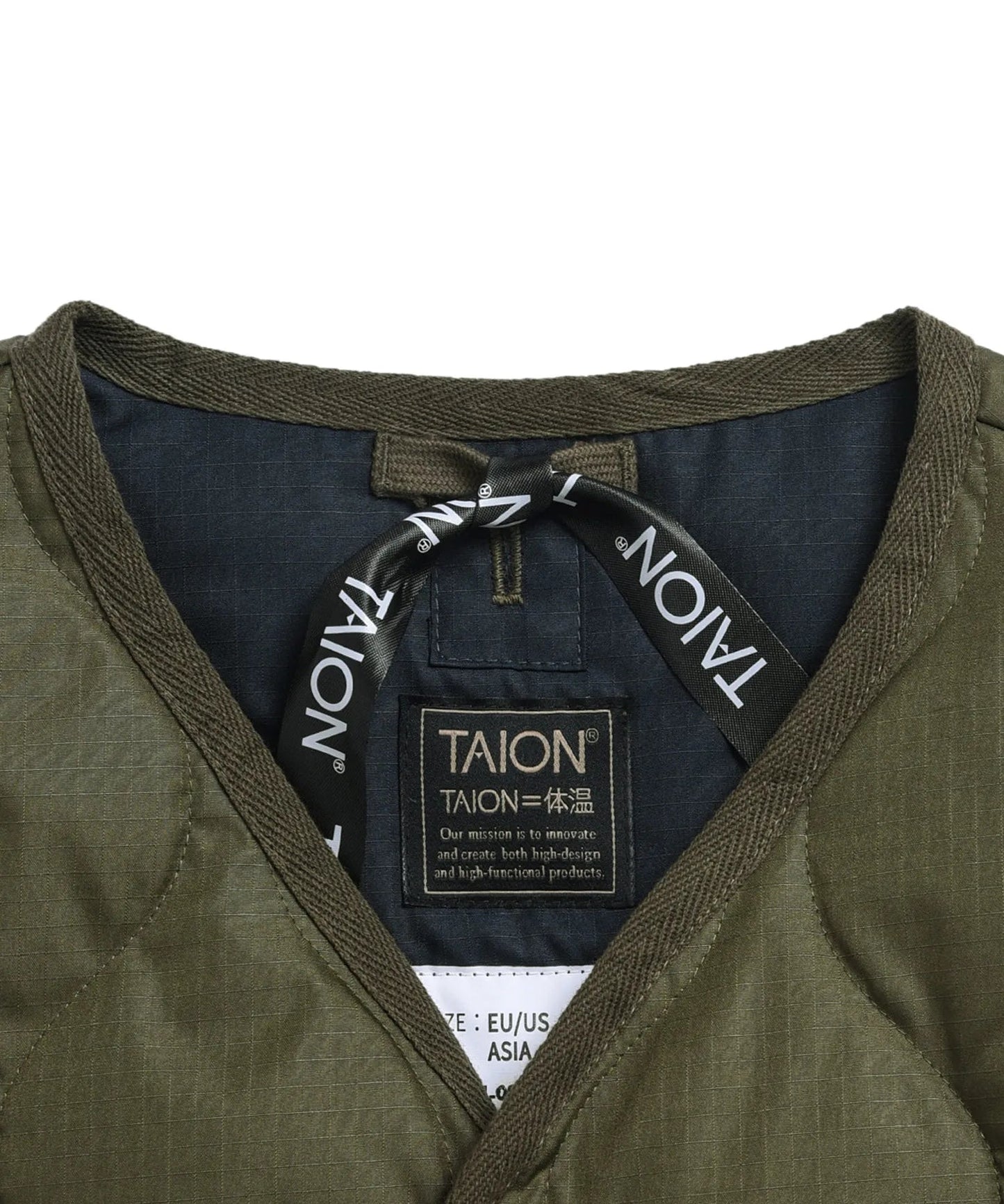 Military W-Zip Neck Down Vest - D.Olive