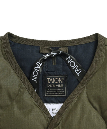 Military W-Zip Neck Down Vest - D.Olive