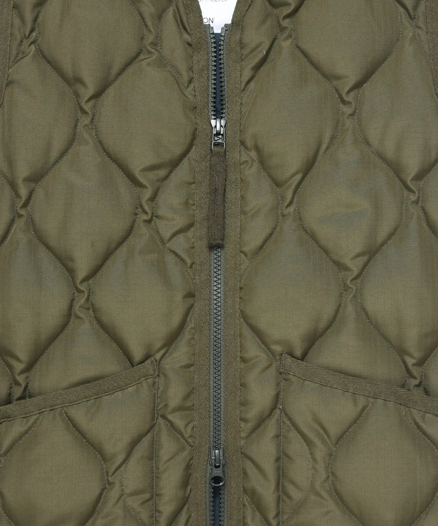 Military W-Zip Neck Down Vest - D.Olive