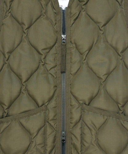 Military W-Zip Neck Down Vest - D.Olive