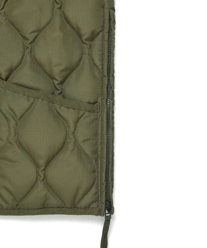 Military W-Zip Neck Down Vest - D.Olive