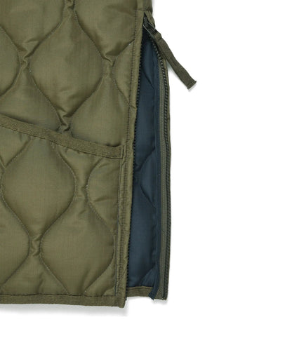 Military W-Zip Neck Down Vest - D.Olive