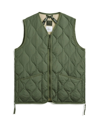Military W-Zip Neck Down Vest - Olive