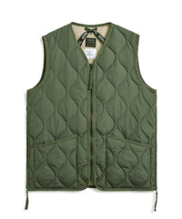 Military W-Zip Neck Down Vest - Olive