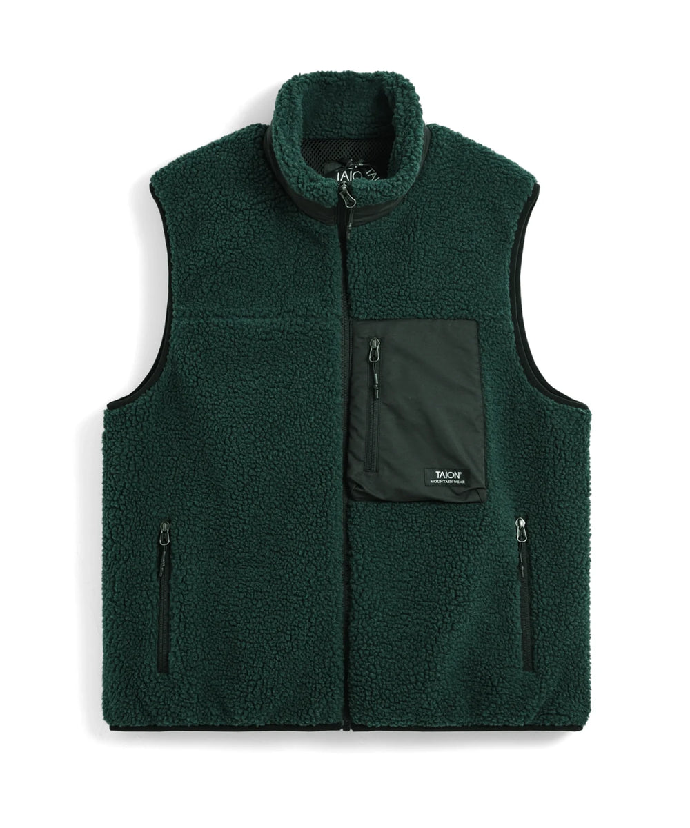 Mountain Boa Fleece High-Neck Vest - D.Green