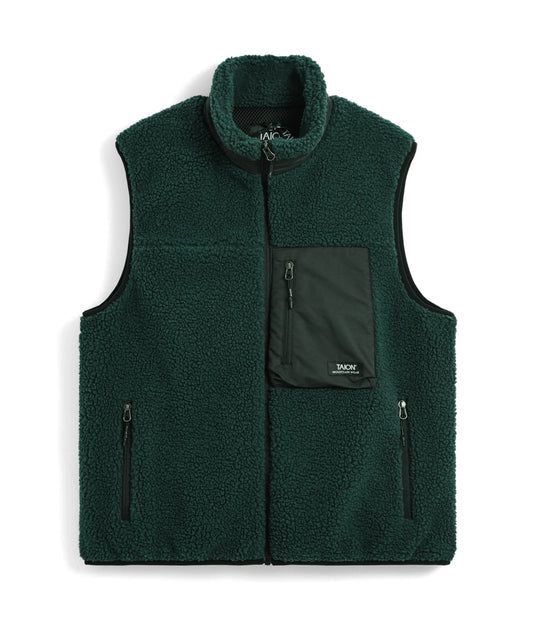 Mountain Boa Fleece High-Neck Vest - D.Green