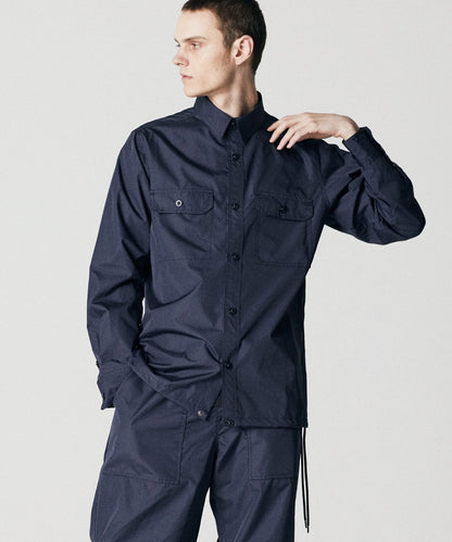 Non Down Military Button Slit Shirt LS - D.Navy
