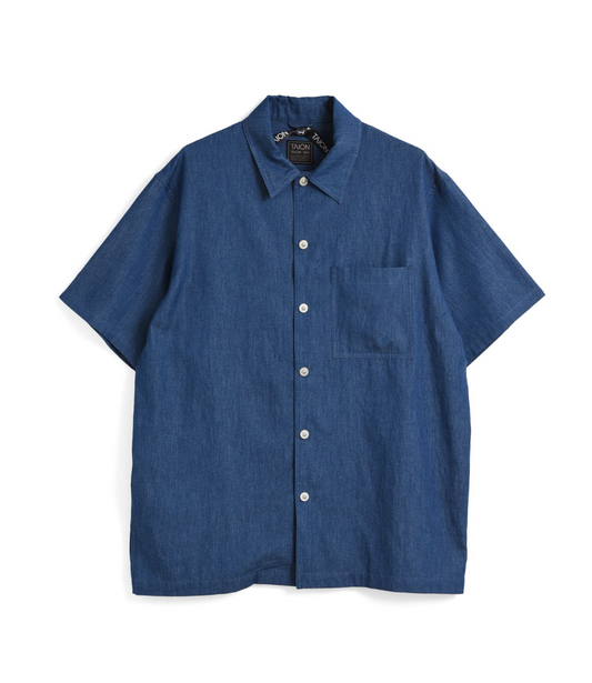 Non Down Military Button Slit Shirt SS - Indigo Denim