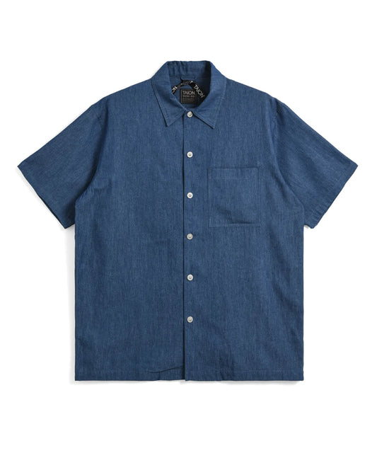 Non Down Military Button Slit Shirt SS - Indigo Denim