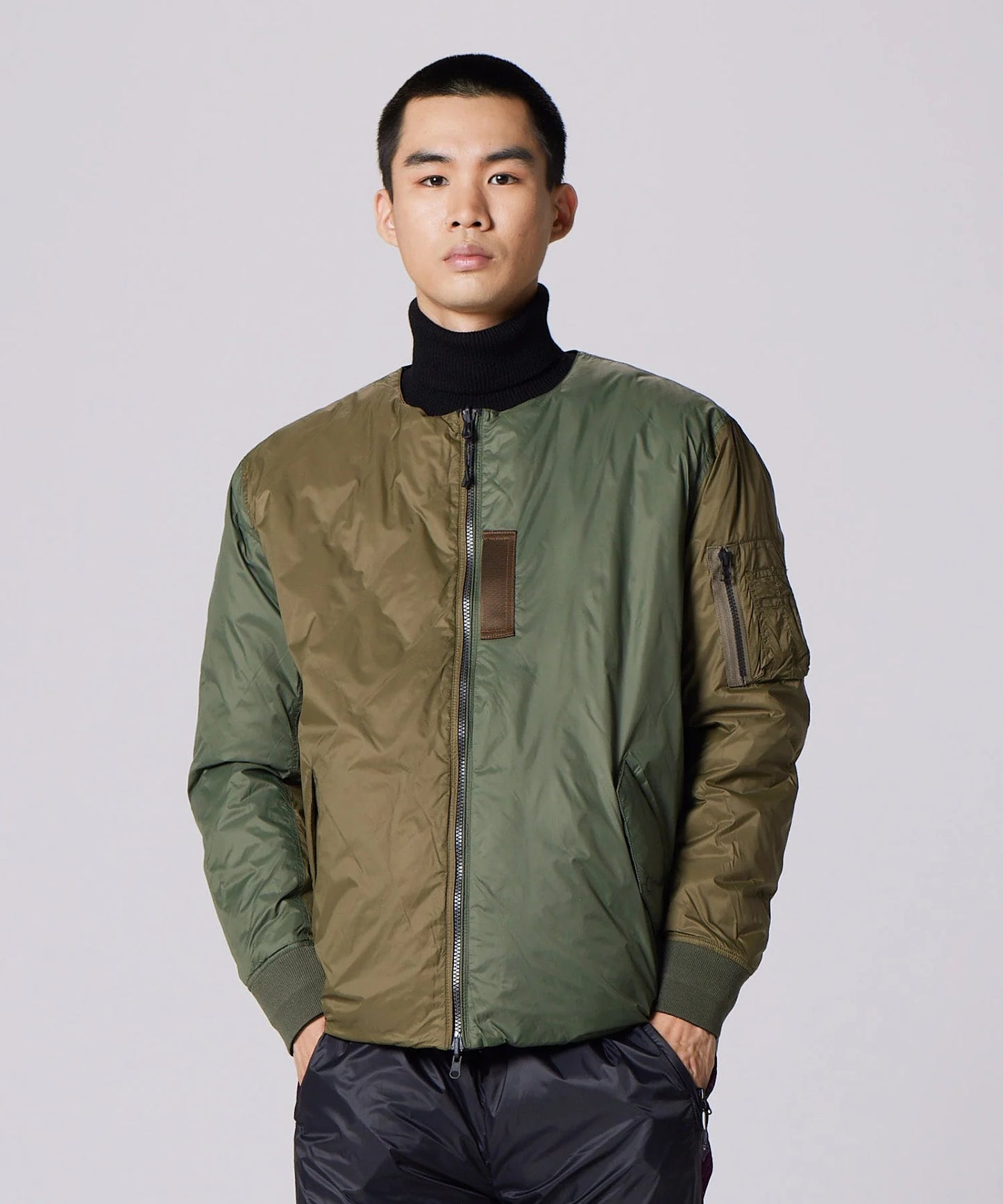 Reversible MA-1 Type Inner Down Jacket - Crazy Olive x Black