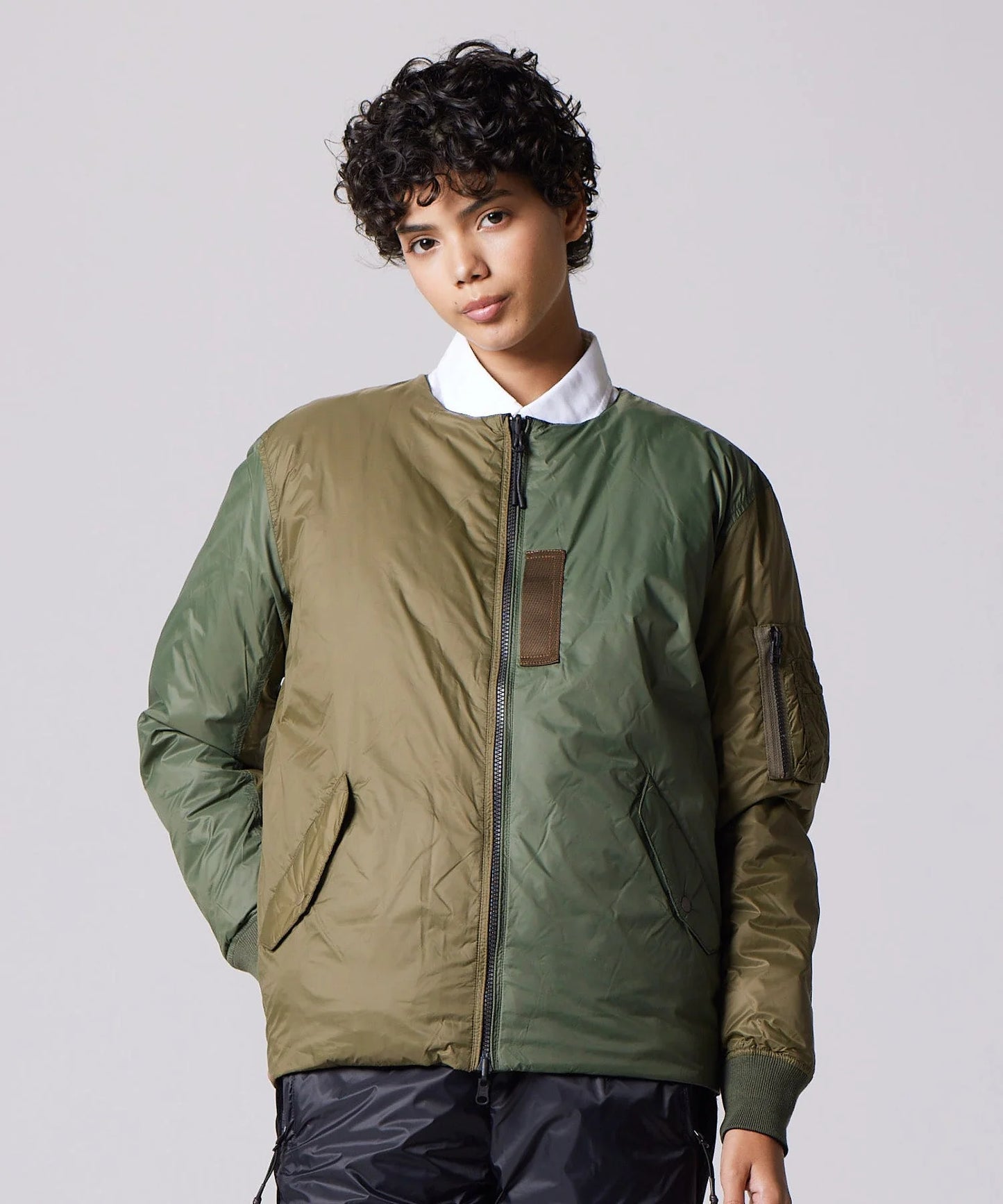 Reversible MA-1 Type Inner Down Jacket - Crazy Olive x Black