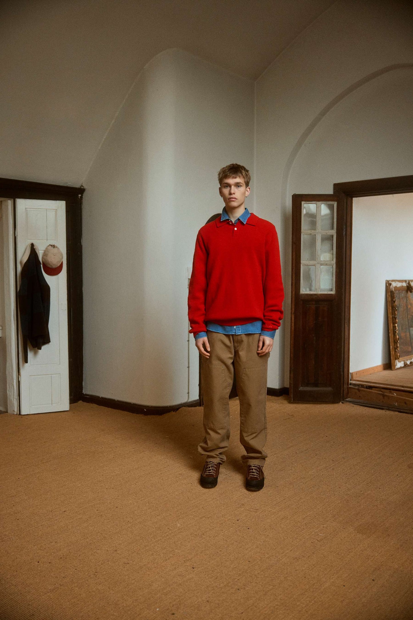Timber Brushed Polo Knit - Red
