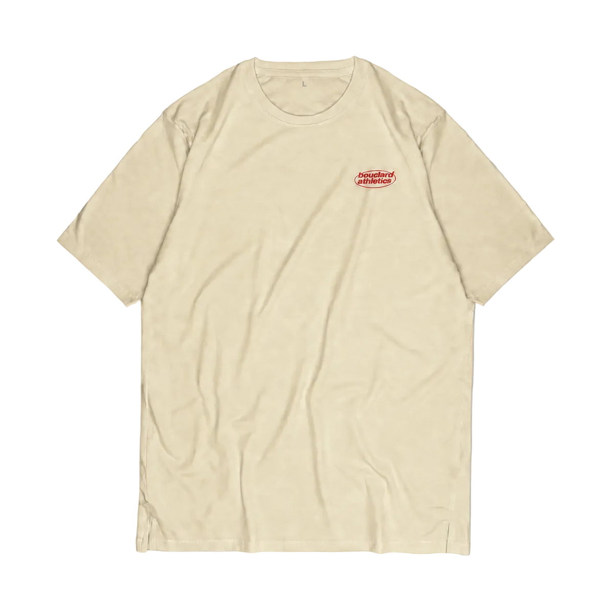 T-shirt Bouclard Athletics Natural, petit logo rouge, packshot corrigé