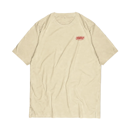 T-shirt Bouclard Athletics Natural, petit logo rouge, packshot corrigé