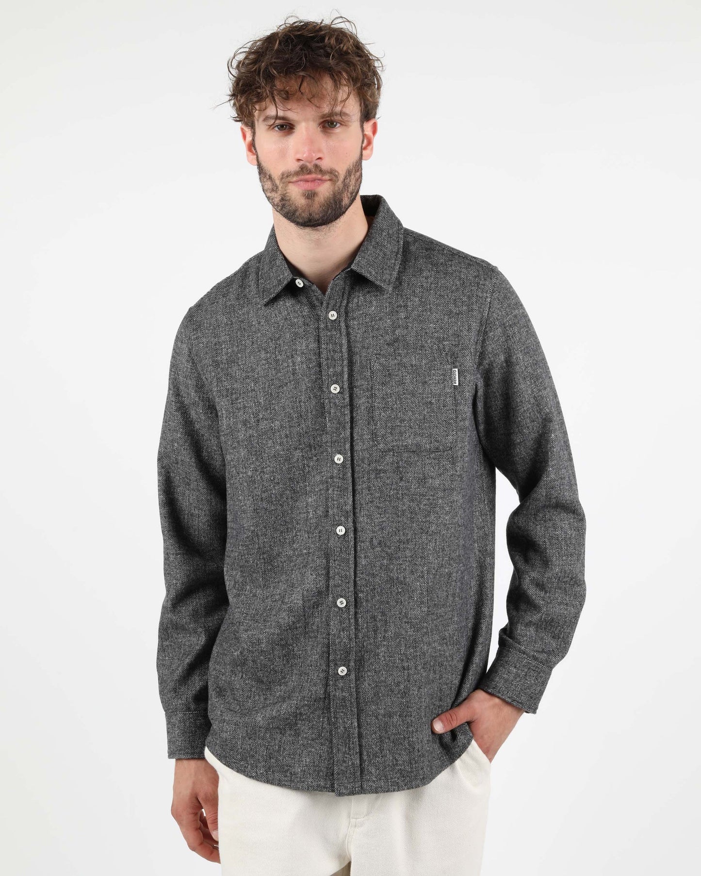 Anderson Blended Wool Shirt - Dark Grey