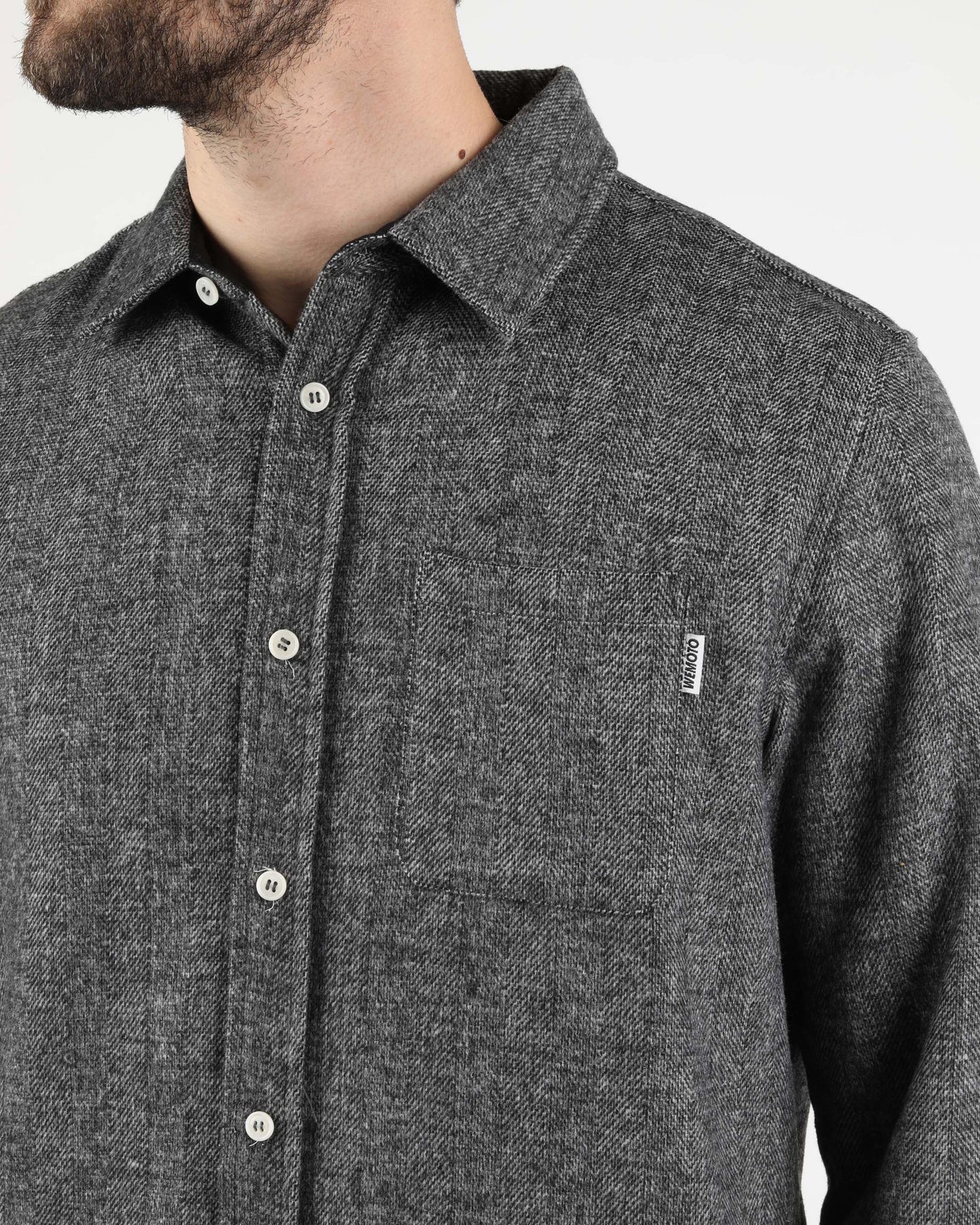 Anderson Blended Wool Shirt - Dark Grey