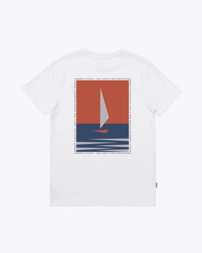 Boat Printed Artwork T-Shirt - White