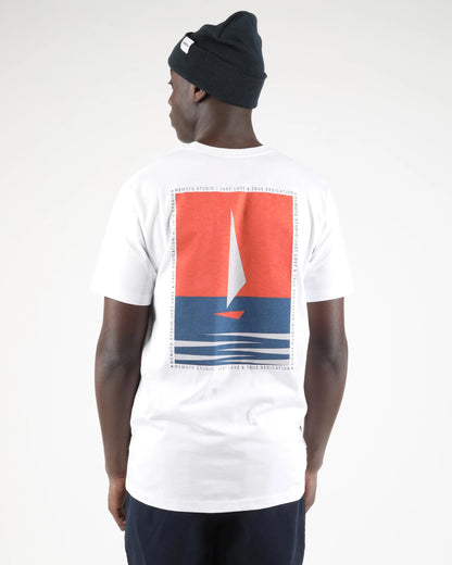 Boat Printed Artwork T-Shirt - White