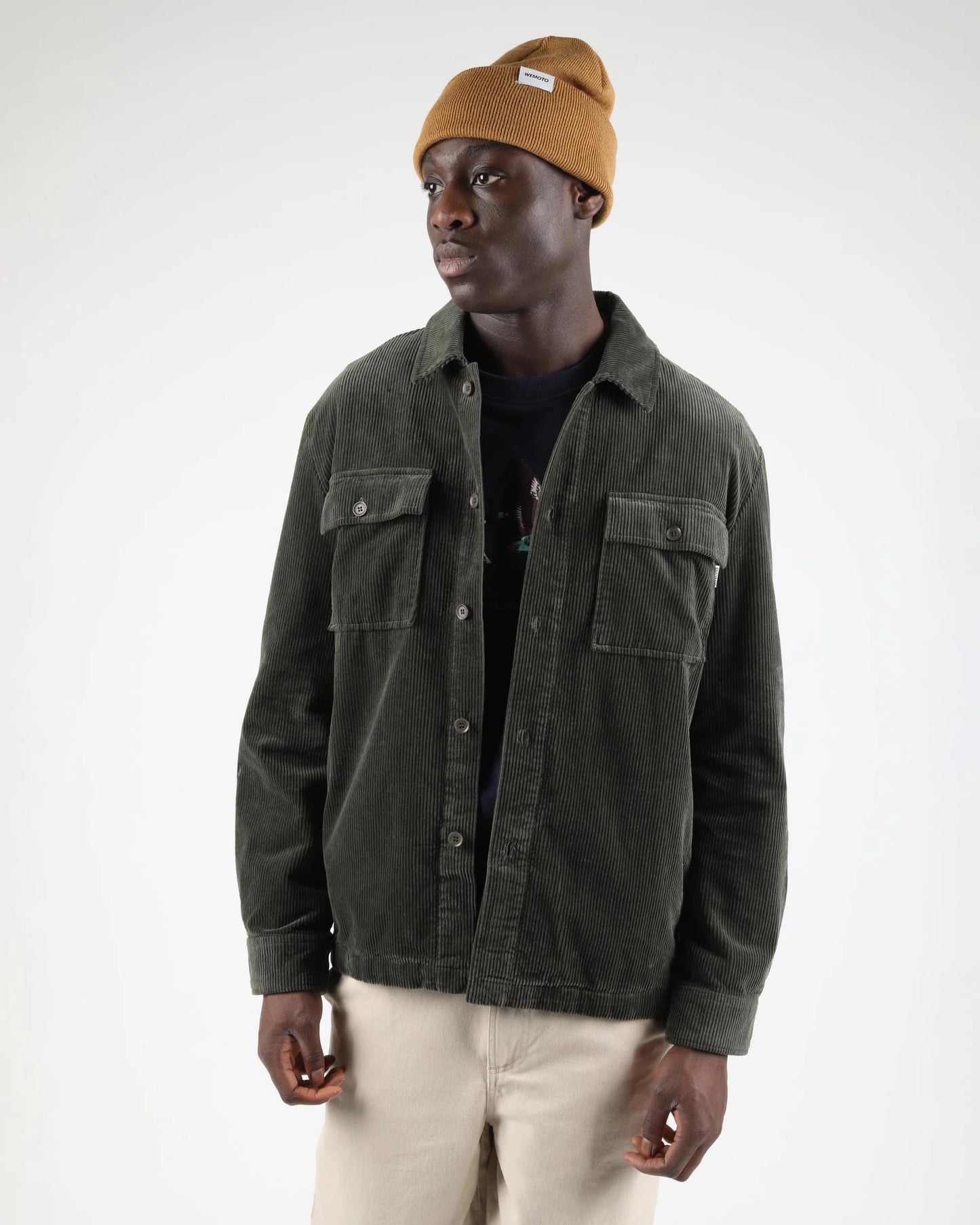 Griffith Corduroy Worker Overshirt - Dark Green