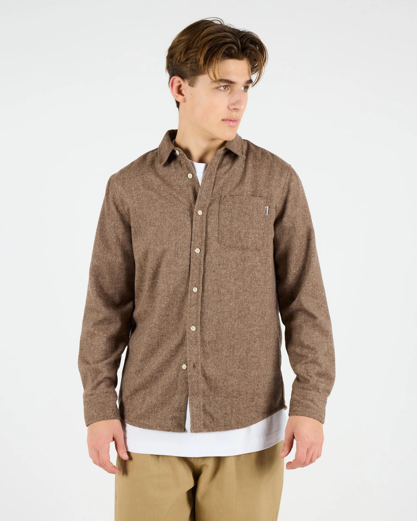 Anderson Blended Wool Shirt - Brown