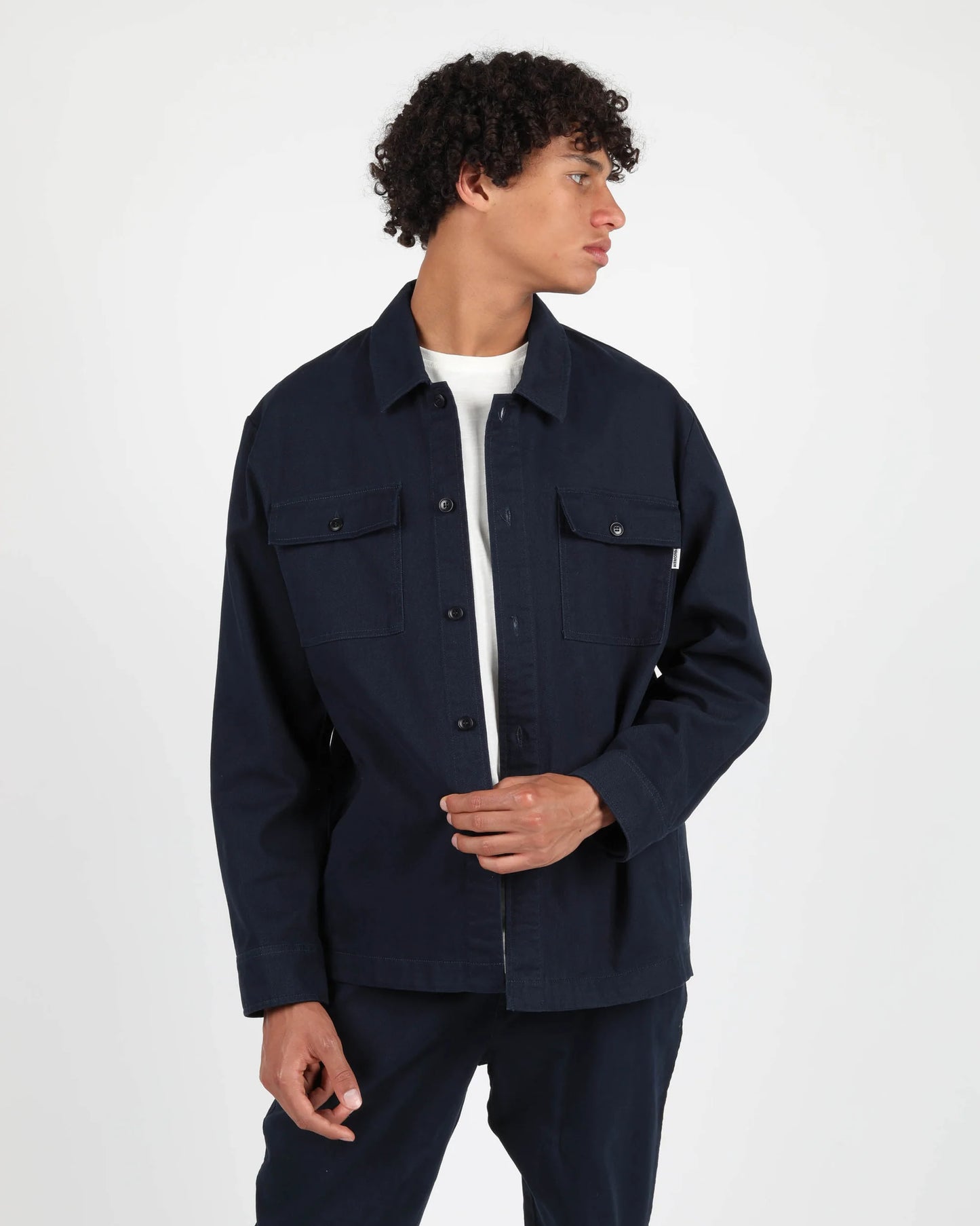 Byrd Coton Twill Worker Shirt - Navy Blue