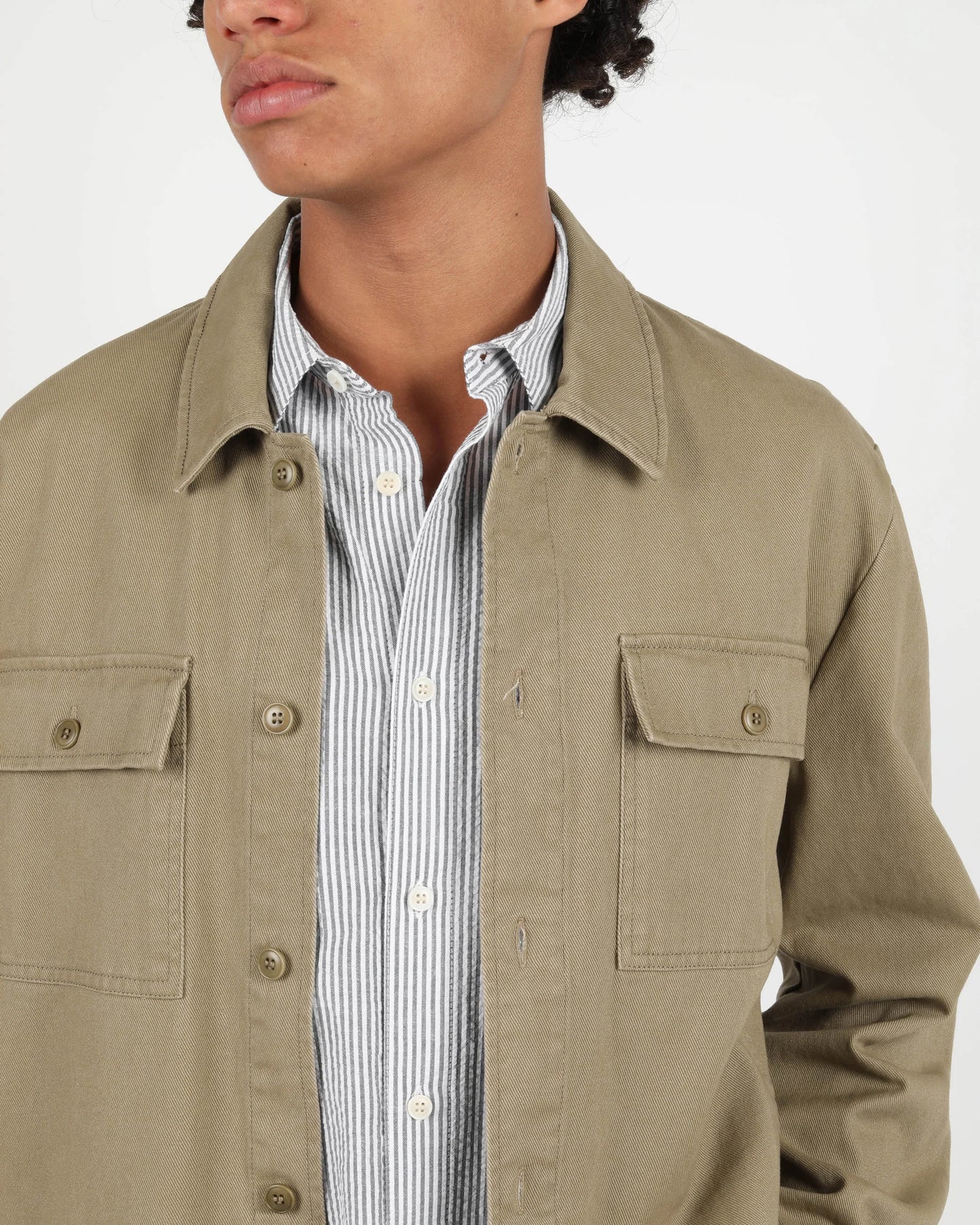 Byrd Coton Twill Worker Shirt - Olive