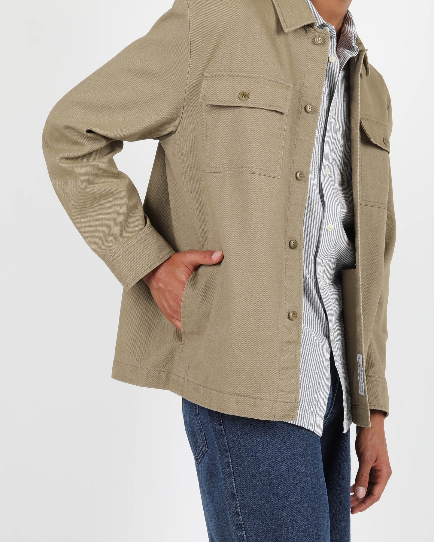 Byrd Coton Twill Worker Shirt - Olive