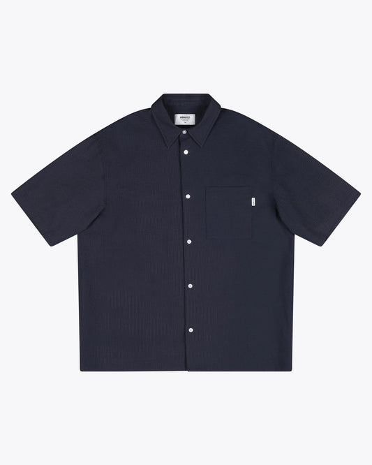 Walker Seersucker Short Sleeve Shirt - Dark Navy