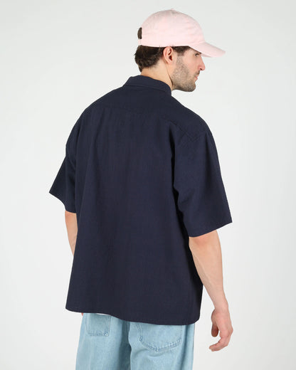 Walker Seersucker Short Sleeve Shirt - Dark Navy