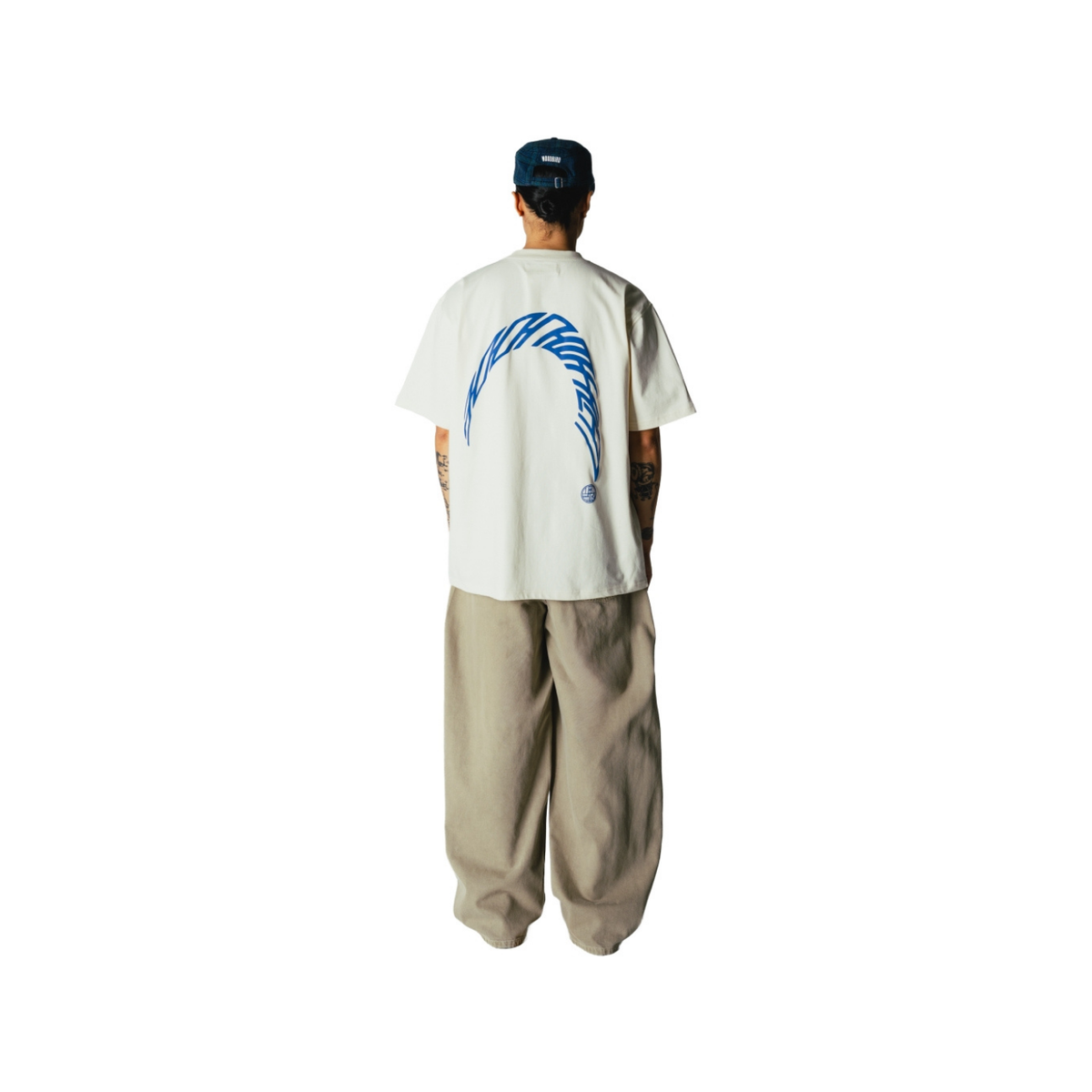 Baine Warp Tee - Off White / Cobalt Blue