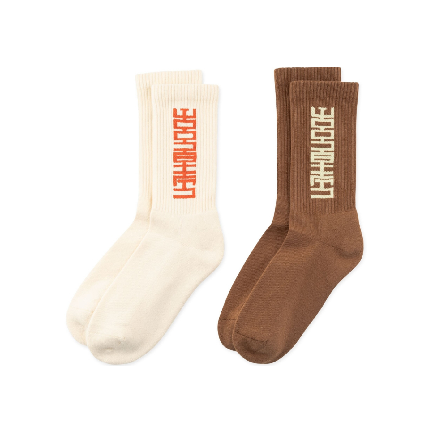 Tennis Sign Socks 2 Pack - Off-White / Brown