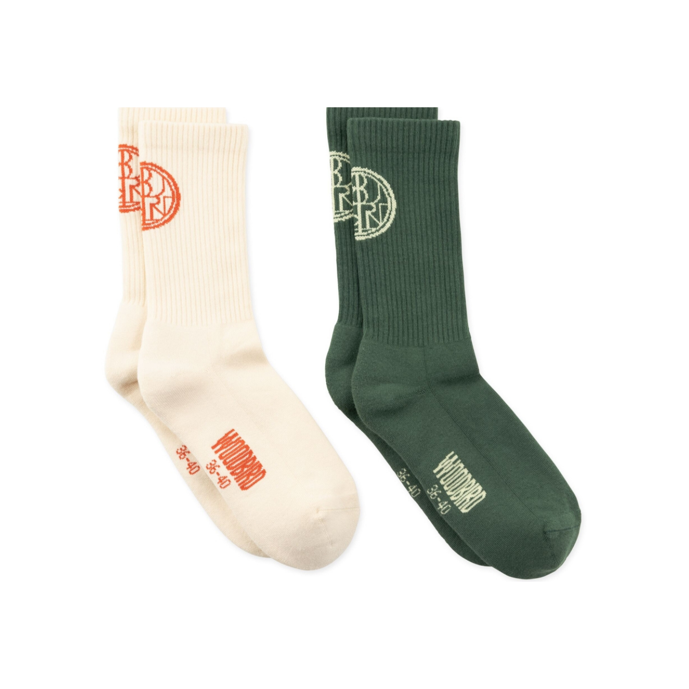 Tennis Stamp Socks 2 Pack - Pine Green / Off-White