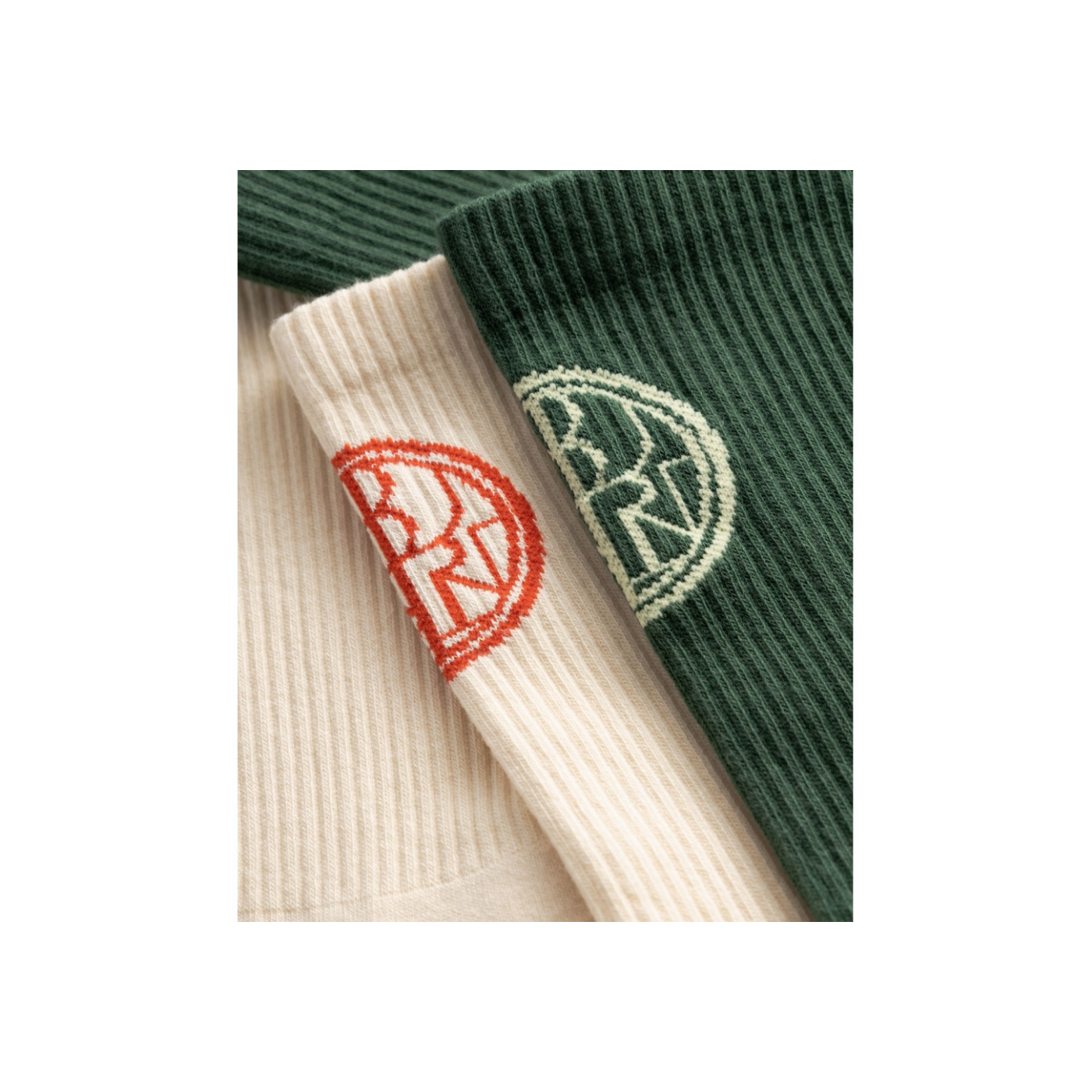 Tennis Stamp Socks 2 Pack - Pine Green / Off-White
