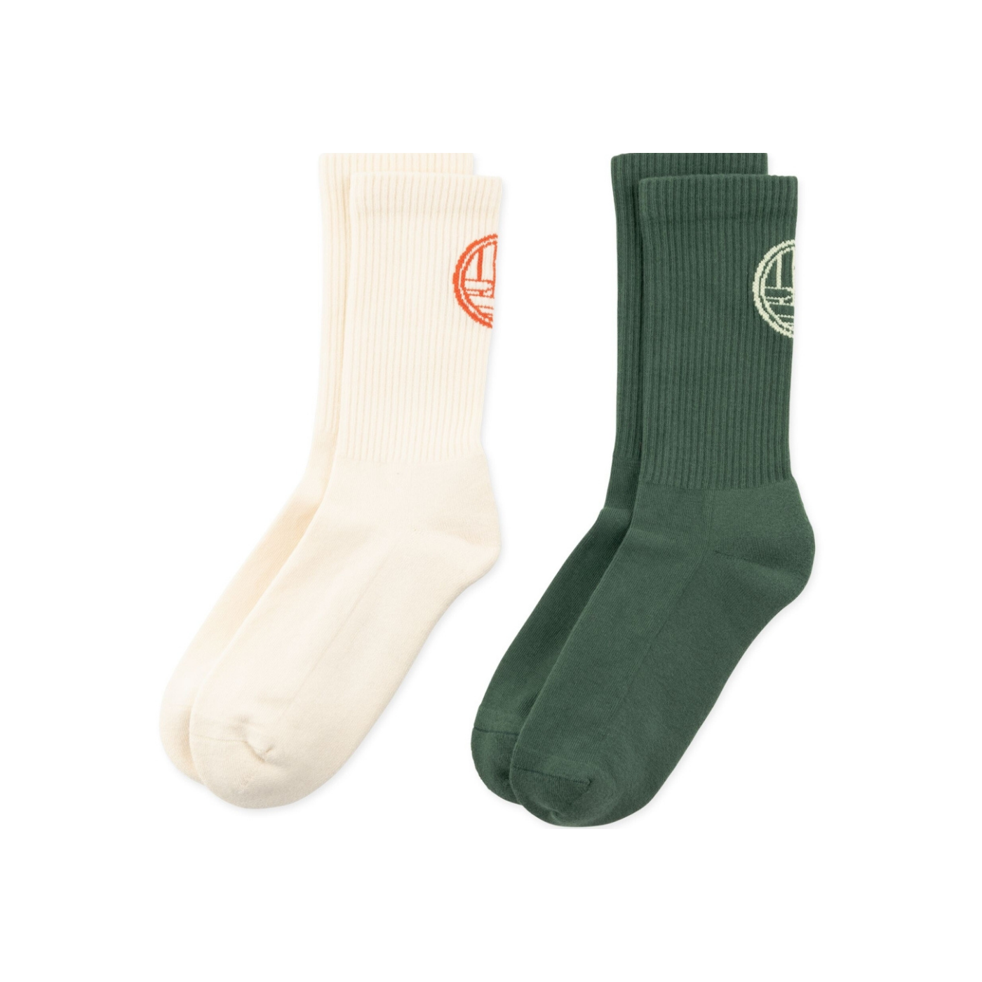 Tennis Stamp Socks 2 Pack - Pine Green / Off-White