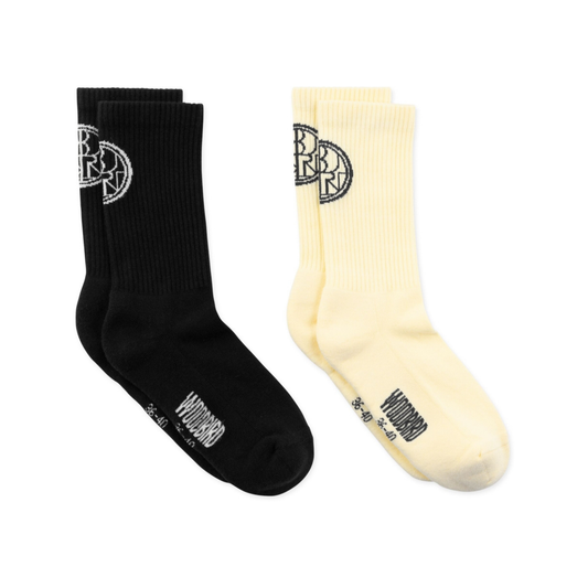 Tennis Stamp Socks 2 Pack - Wax Yellow / Black