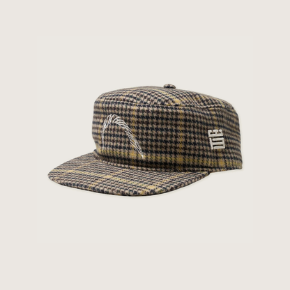 Yin Check Pillbox Cap - Sand/Yellow