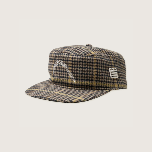 Yin Check Pillbox Cap - Sand/Yellow