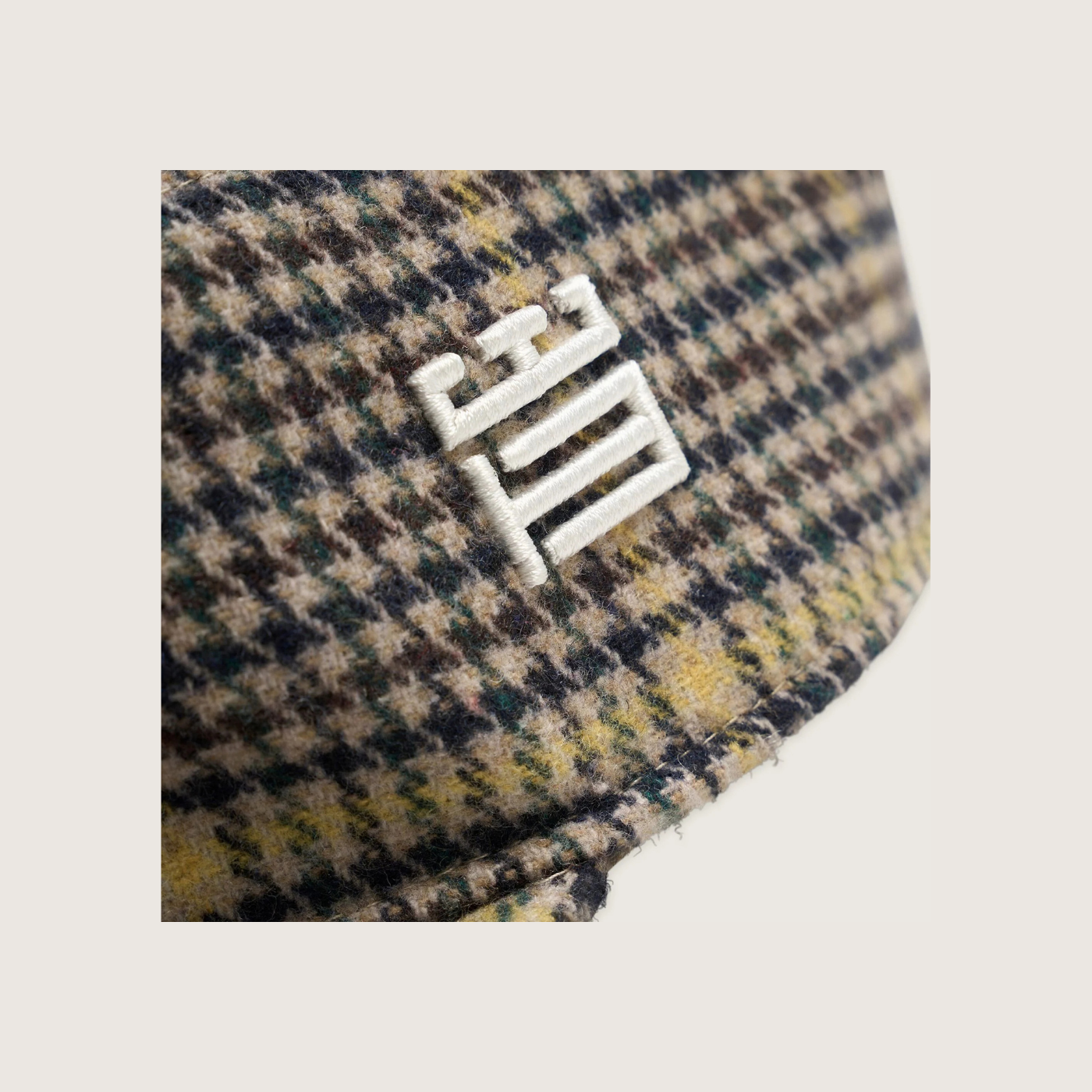 Yin Check Pillbox Cap - Sand/Yellow