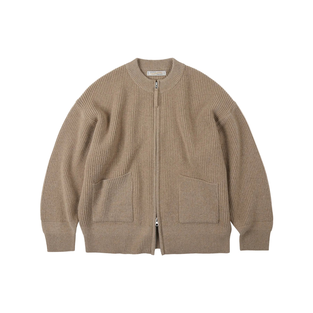 Wool Deck Zip Up Cardigan - Oatmeal